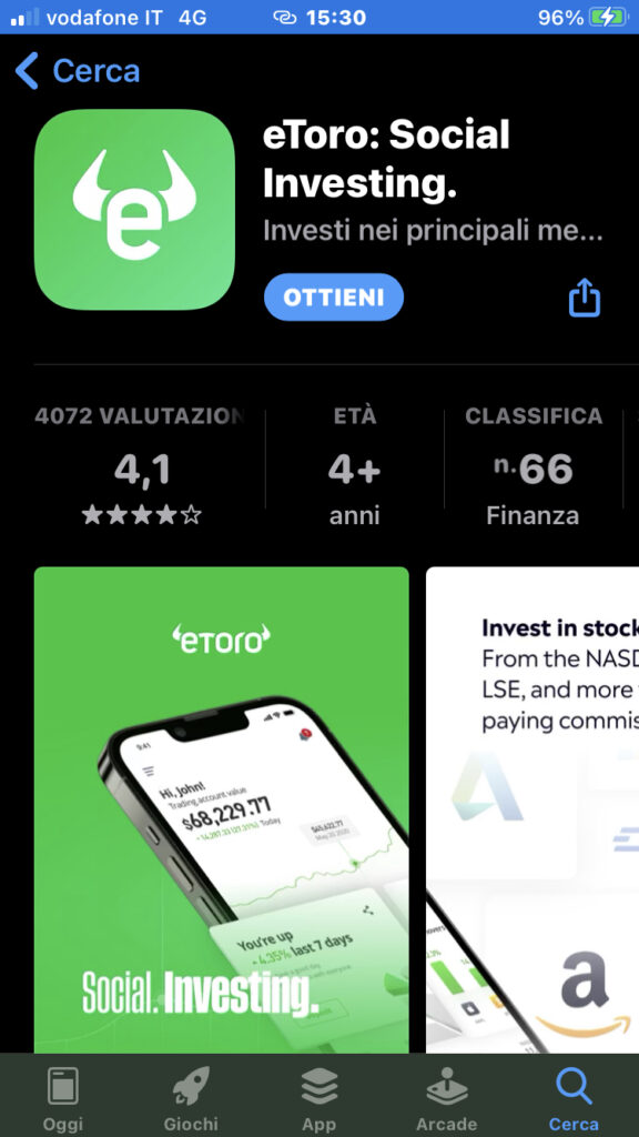 IOS store: app etoro